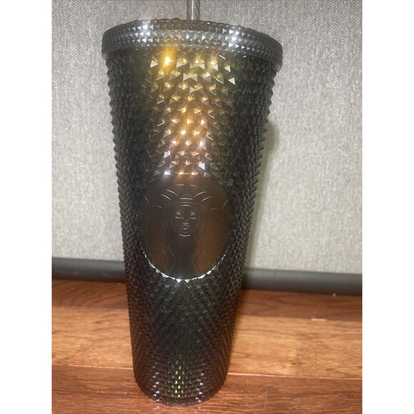 NEW Starbucks Limited Edition Gold Black Dark Studded Cold Cup Tumbler 24oz - Picture 2 of 3